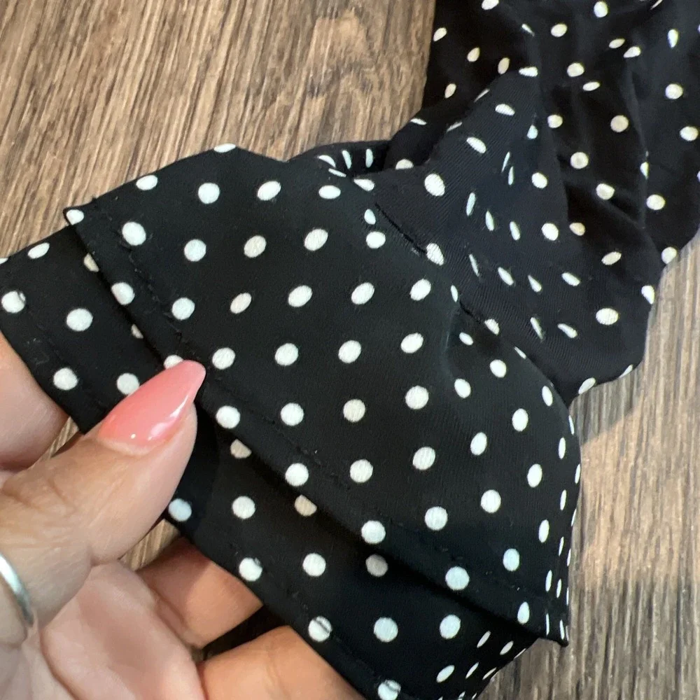 Kate Spade New York  polka Dot Black & White 1/2 Ruffle Sleeve Top Blouse S-CH
